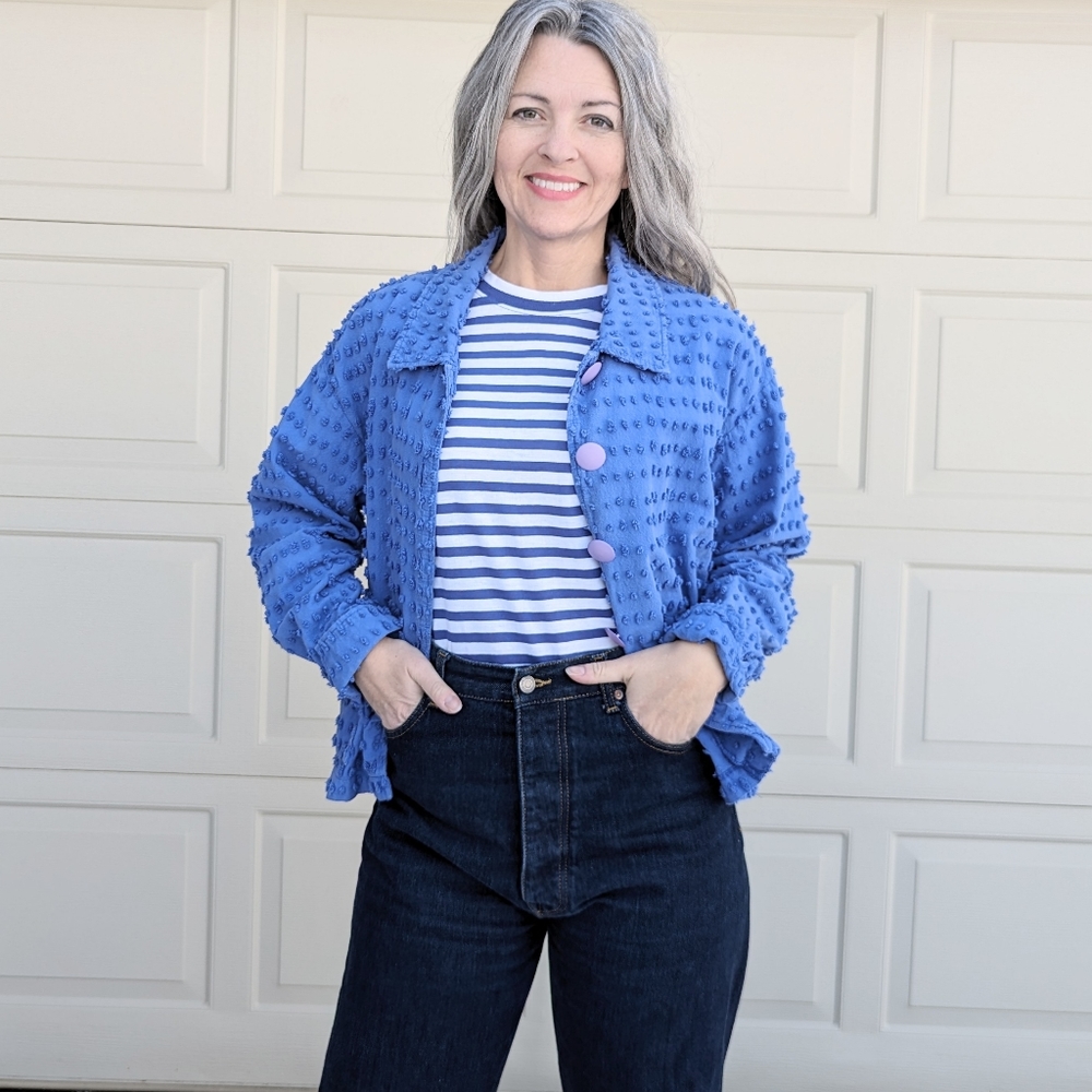 TUFTED CHENILLE JACKET Y2K periwinkle cotton M